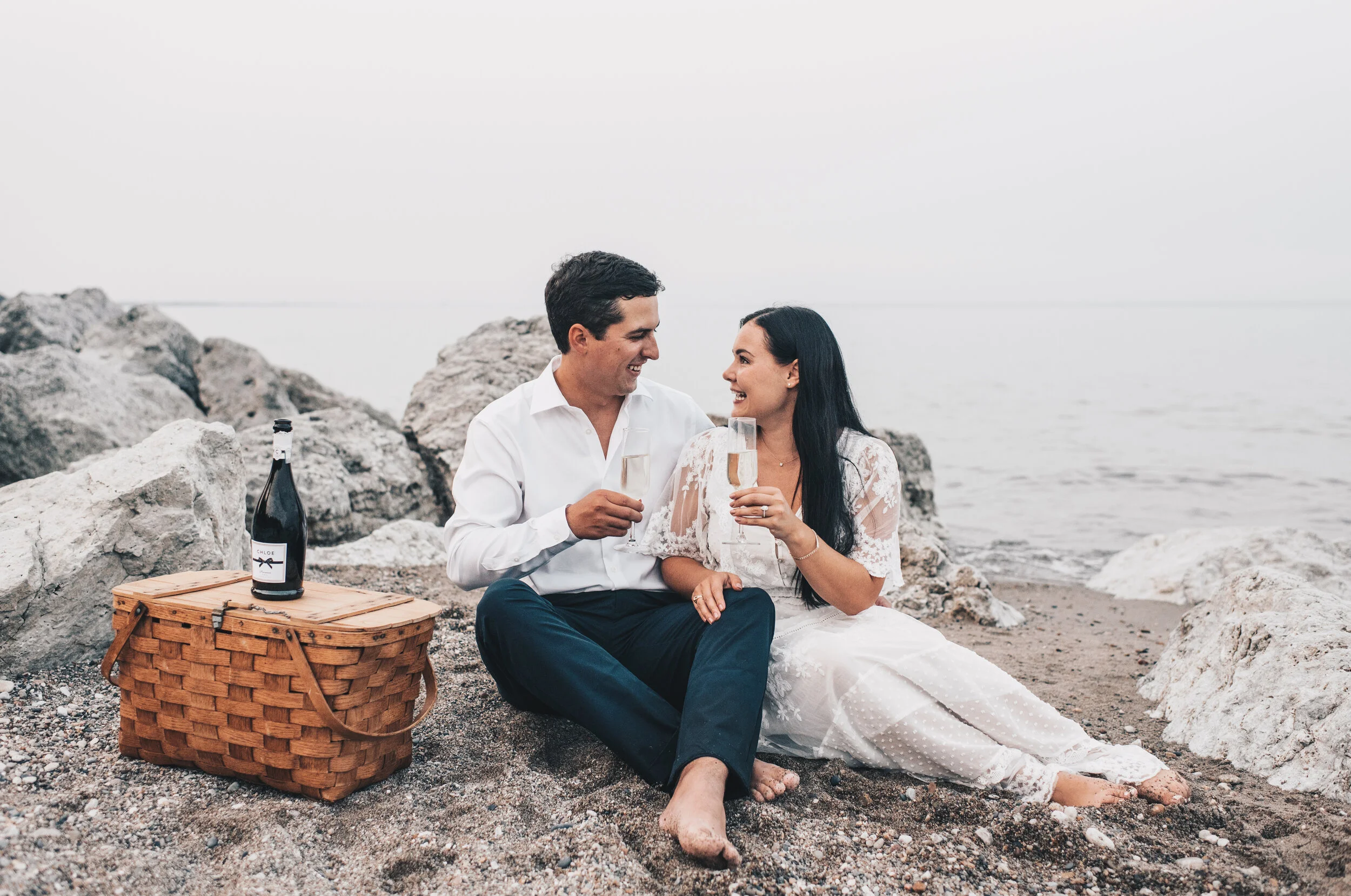 Romantic Beachside Engagement Photos // Lake Michigan // Nick &amp; Lindsey