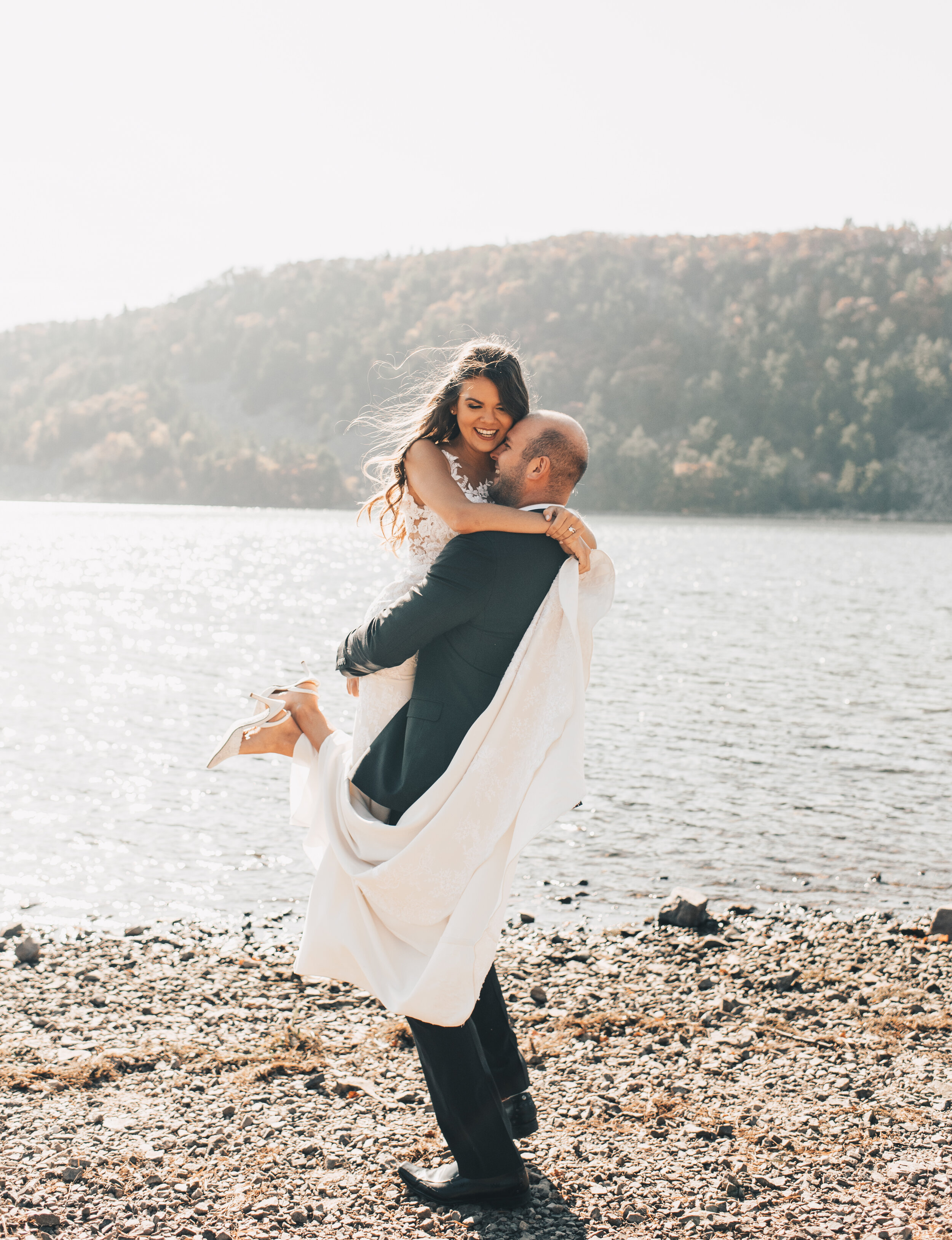 Devils Lake State Park Wedding, Devils Lake State Park Elopement, Baraboo Wisconsin Wedding, Bride and Groom Beach Photos, Bride and Groom Mountain Photos, Midwest Adventurous Wedding