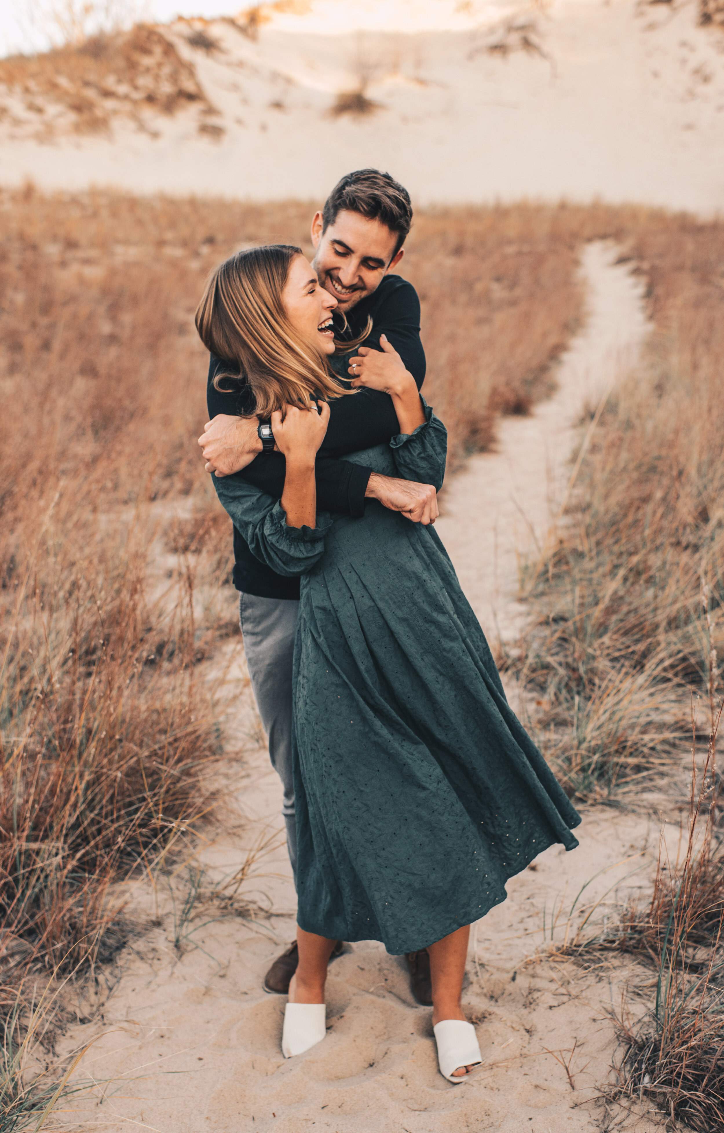 Lake Michigan Engagement Photos, Warren Dunes Engagement Photos, Indiana Dunes Engagement, Lake Michigan Couples Photos, Chicago Lakefront Engagement, Sand Dunes Engagement, Coastal Beach Engagement