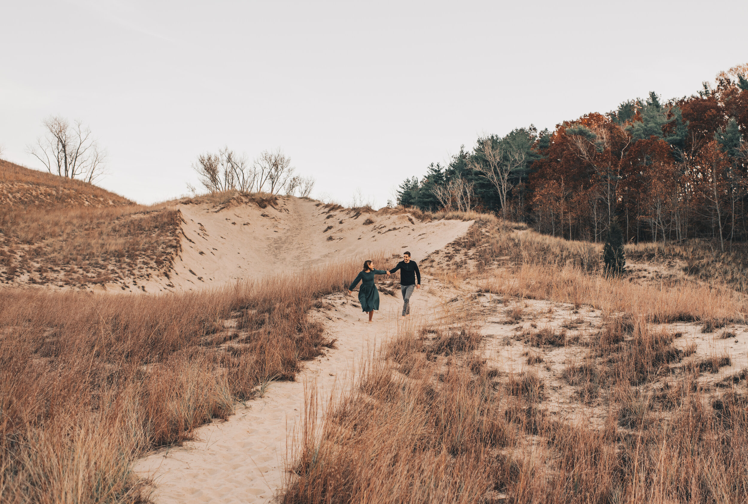 Lake Michigan Engagement Photos, Warren Dunes Engagement Photos, Indiana Dunes Engagement, Lake Michigan Couples Photos, Chicago Lakefront Engagement, Sand Dunes Engagement, Coastal Beach Engagement