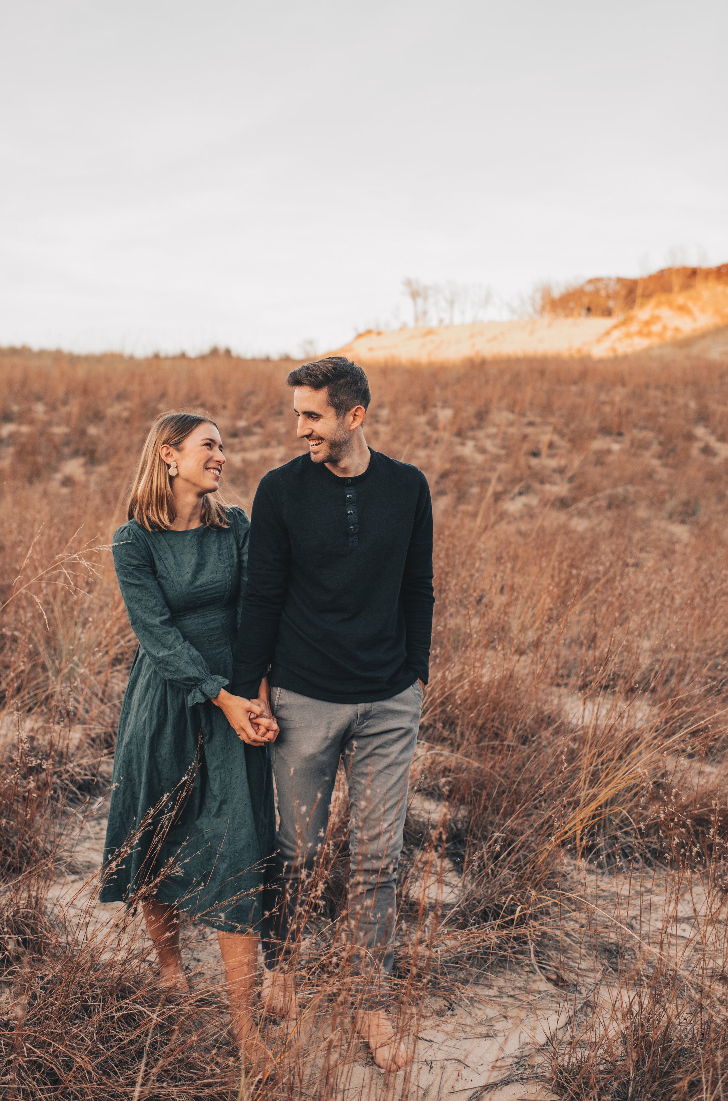 Lake Michigan Engagement Photos, Warren Dunes Engagement Photos, Indiana Dunes Engagement, Lake Michigan Couples Photos, Chicago Lakefront Engagement, Sand Dunes Engagement, Coastal Beach Engagement