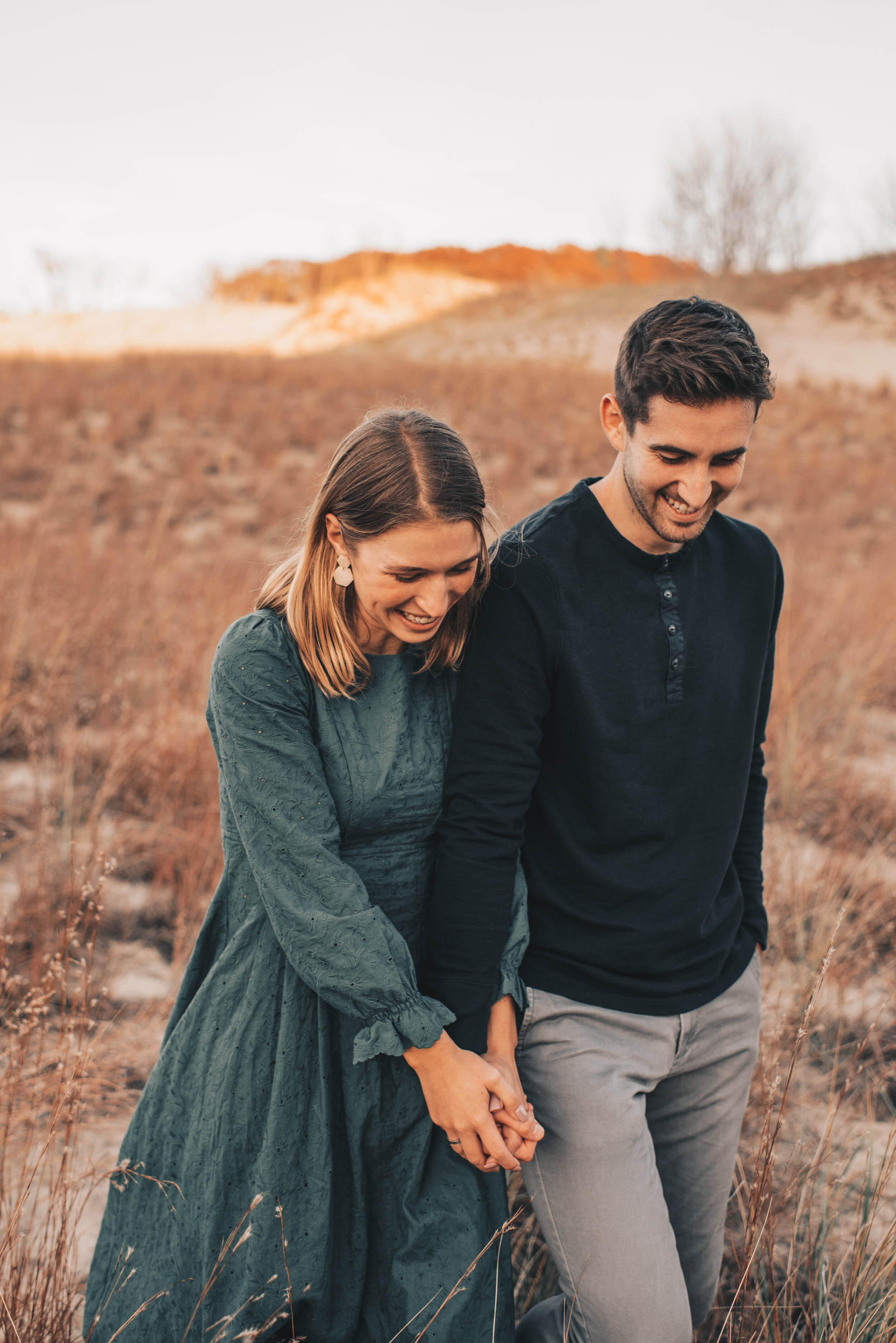 Lake Michigan Engagement Photos, Warren Dunes Engagement Photos, Indiana Dunes Engagement, Lake Michigan Couples Photos, Chicago Lakefront Engagement, Sand Dunes Engagement, Coastal Beach Engagement