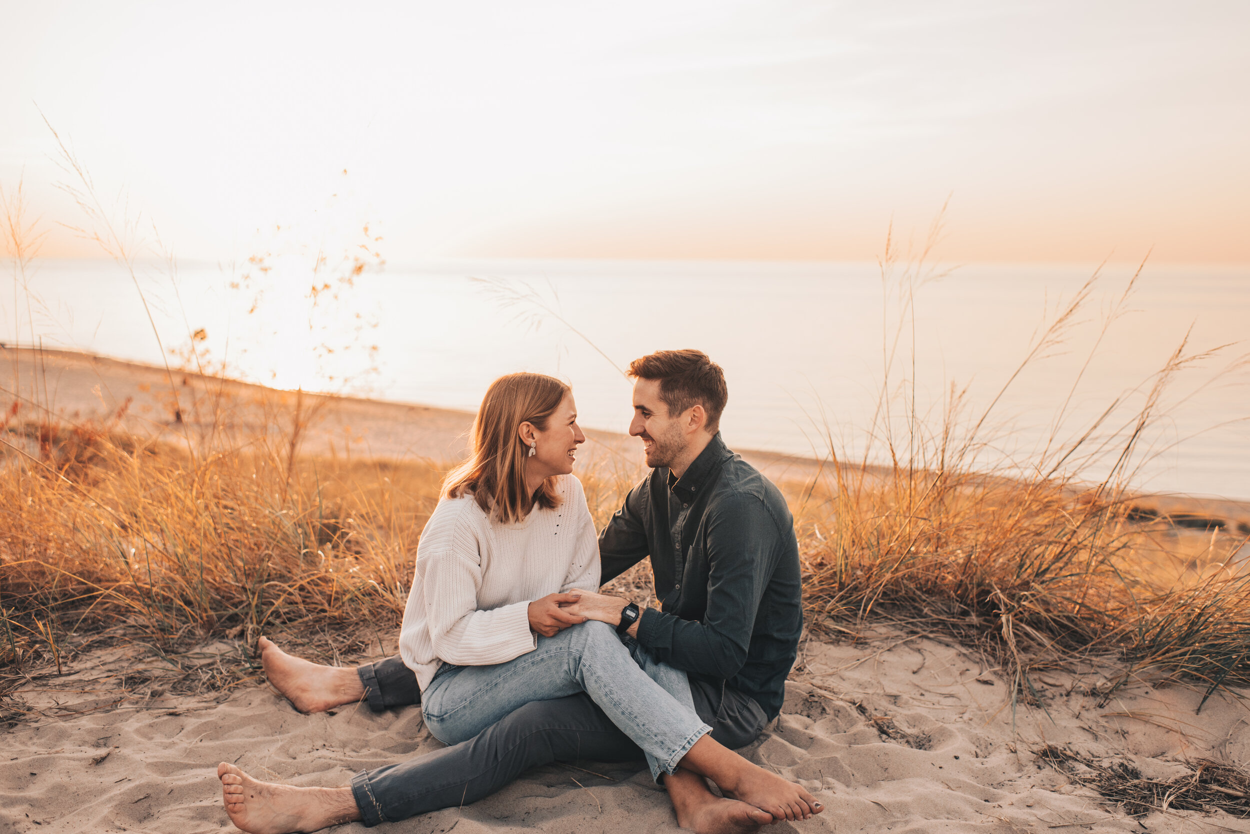 Lake Michigan Engagement Photos, Warren Dunes Engagement Photos, Indiana Dunes Engagement, Lake Michigan Couples Photos, Chicago Lakefront Engagement, Sand Dunes Engagement, Coastal Beach Engagement