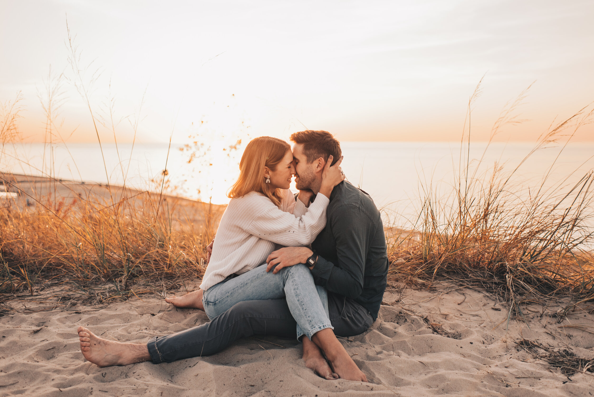 Lake Michigan Engagement Photos, Warren Dunes Engagement Photos, Indiana Dunes Engagement, Lake Michigan Couples Photos, Chicago Lakefront Engagement, Sand Dunes Engagement, Coastal Beach Engagement