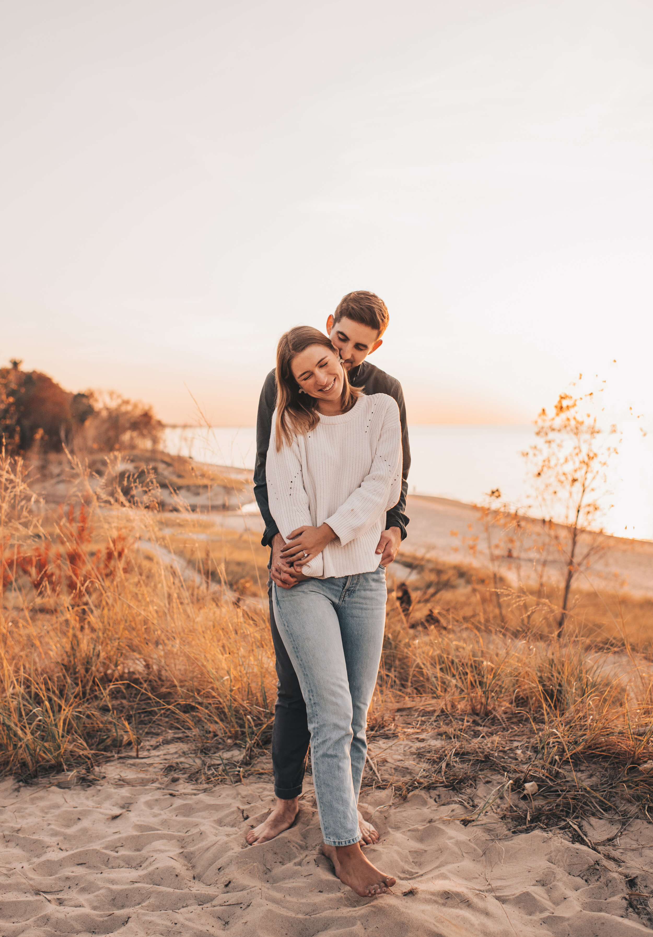 Lake Michigan Engagement Photos, Warren Dunes Engagement Photos, Indiana Dunes Engagement, Lake Michigan Couples Photos, Chicago Lakefront Engagement, Sand Dunes Engagement, Coastal Beach Engagement