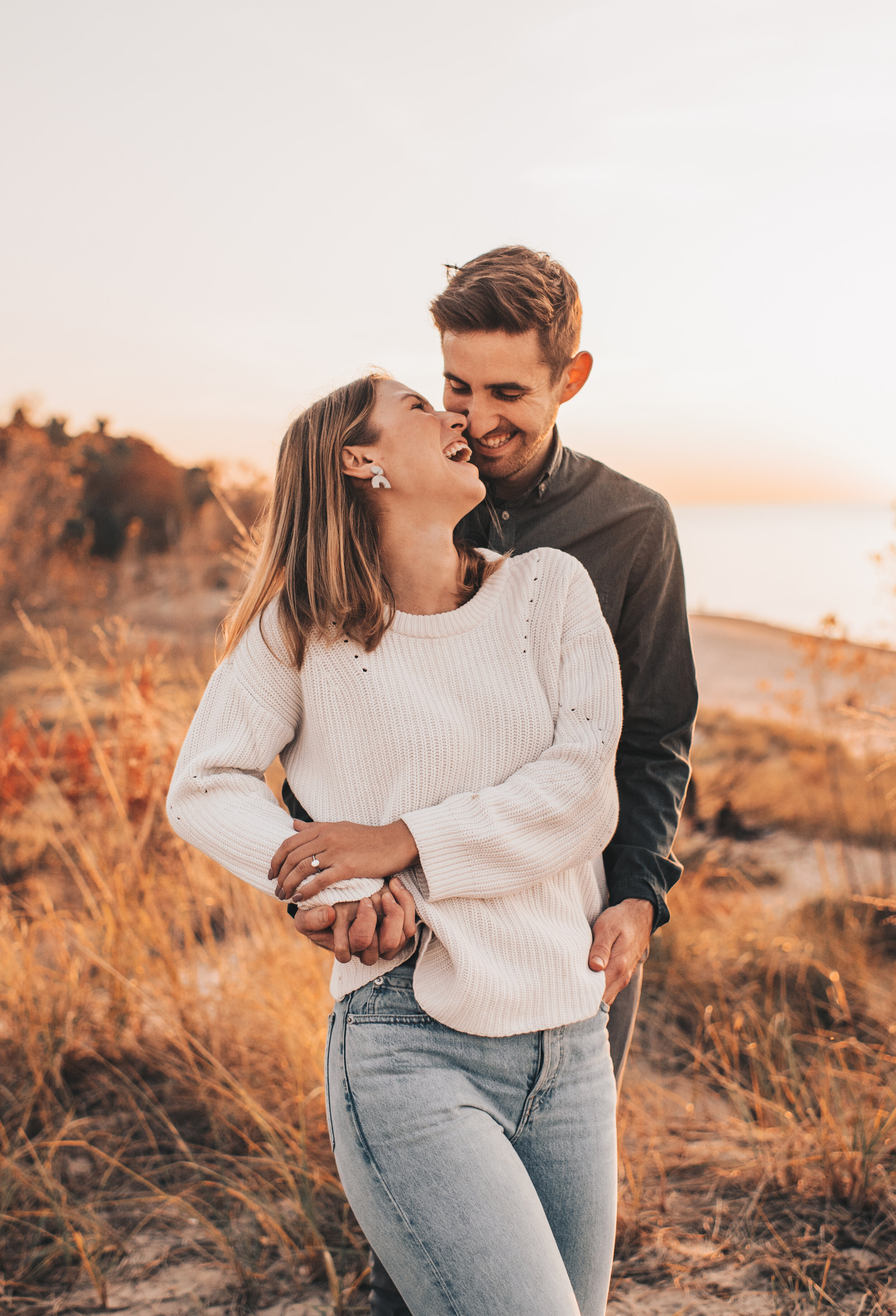 Lake Michigan Engagement Photos, Warren Dunes Engagement Photos, Indiana Dunes Engagement, Lake Michigan Couples Photos, Chicago Lakefront Engagement, Sand Dunes Engagement, Coastal Beach Engagement