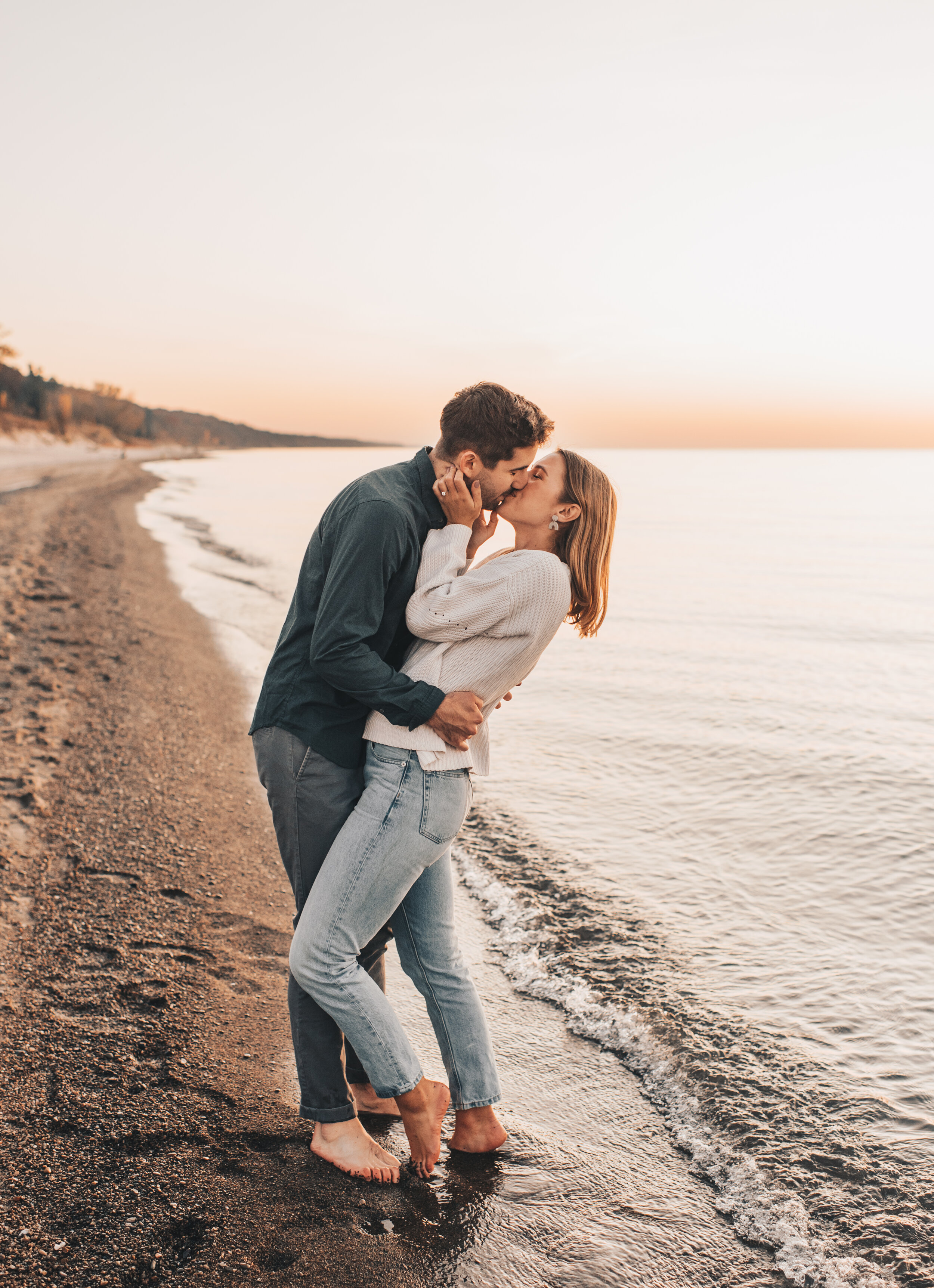 Lake Michigan Engagement Photos, Warren Dunes Engagement Photos, Indiana Dunes Engagement, Lake Michigan Couples Photos, Chicago Lakefront Engagement, Sand Dunes Engagement, Coastal Beach Engagement