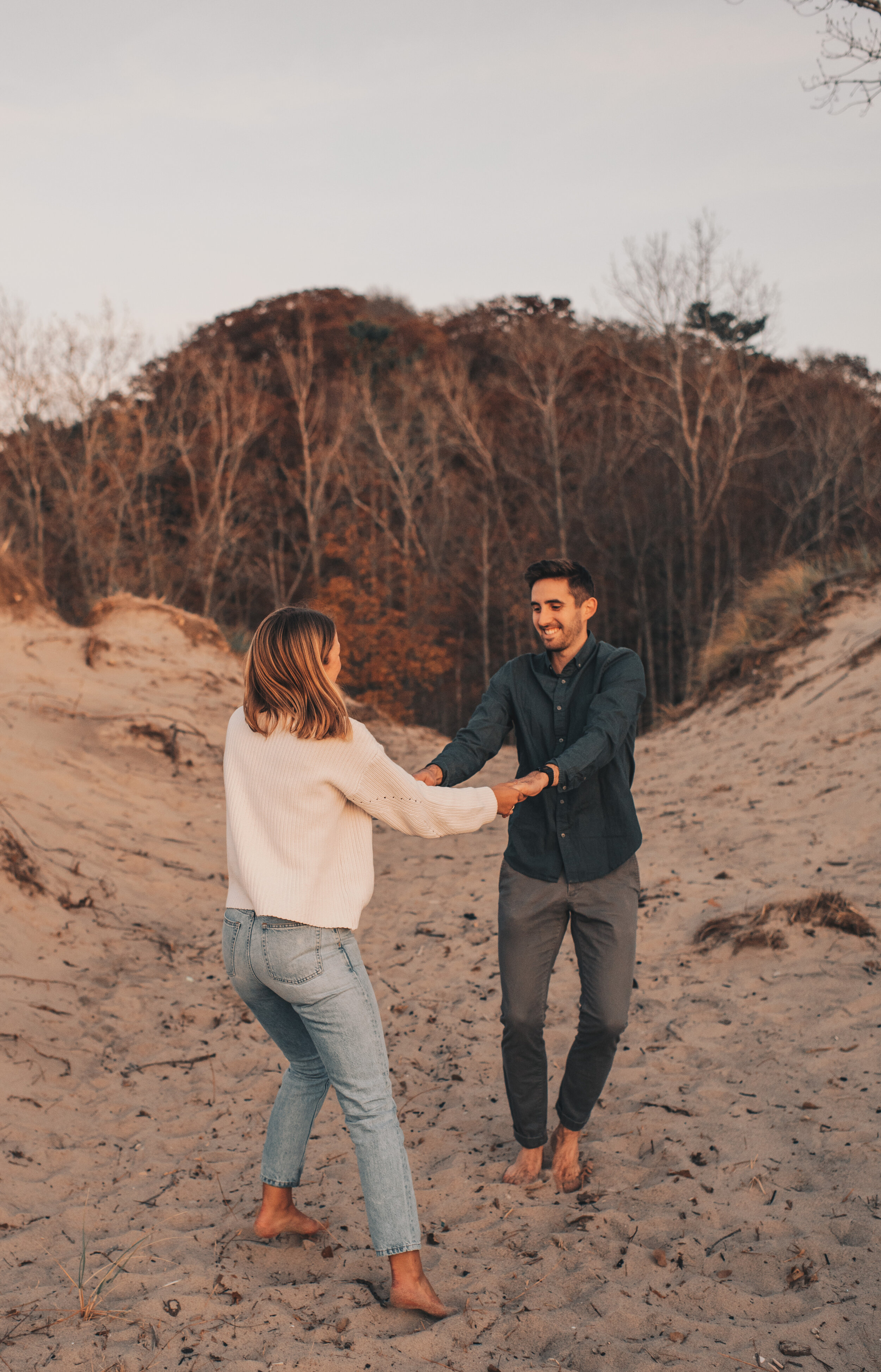 Lake Michigan Engagement Photos, Warren Dunes Engagement Photos, Indiana Dunes Engagement, Lake Michigan Couples Photos, Chicago Lakefront Engagement, Sand Dunes Engagement, Coastal Beach Engagement