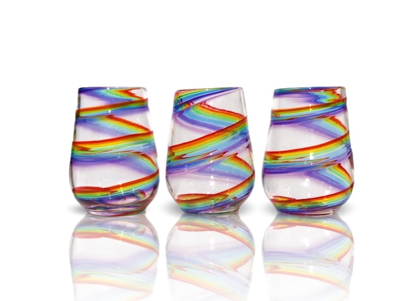 Saban Glassware Twisty Stemless Wine Glasses (Set of 6) in Rainbow