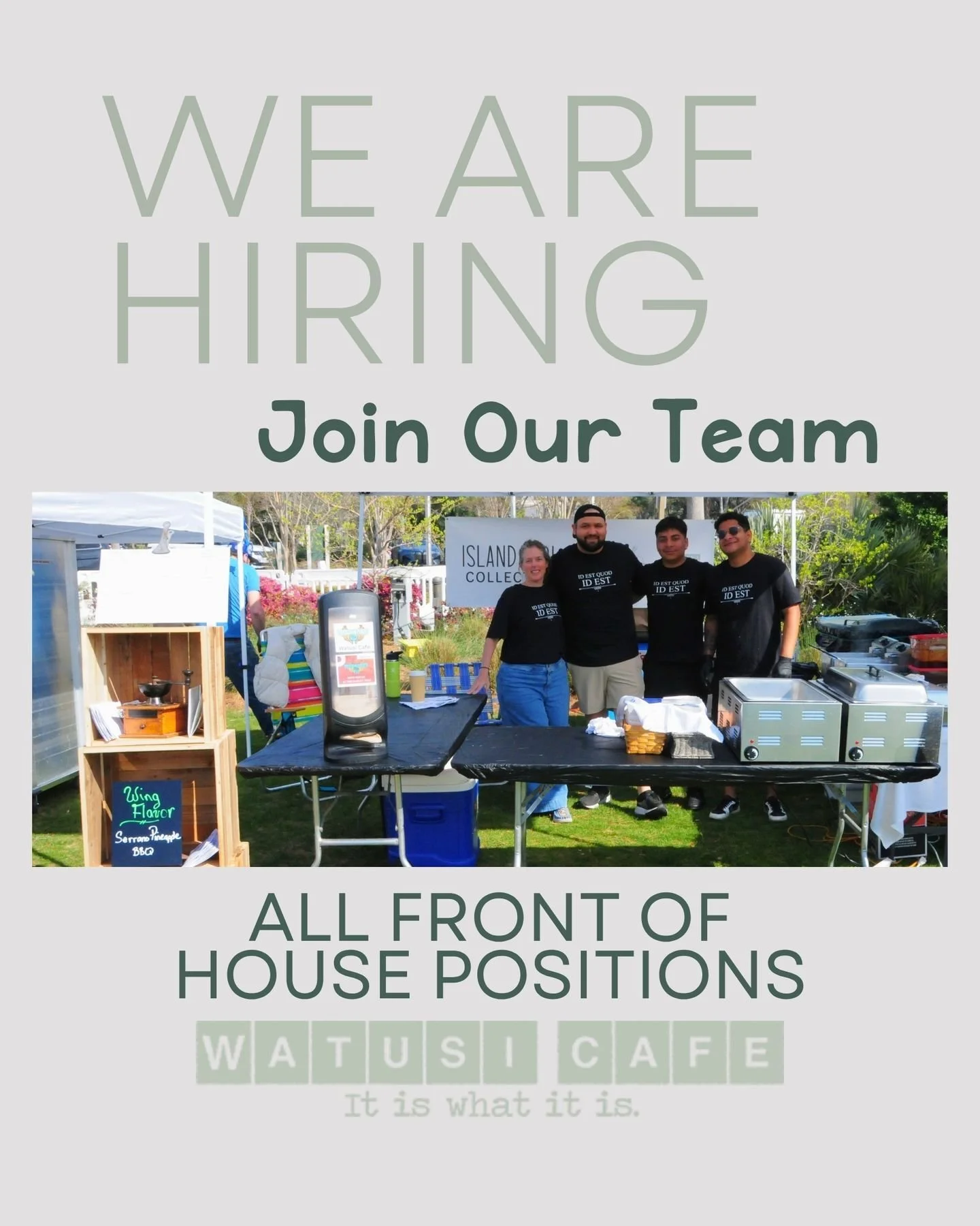 We&rsquo;re hiring ☕️

Busy season is upon us and Watusi Caf&eacute; is looking for front of house team members!

If you&rsquo;re friendly, fast-paced, and love working with people, we want to meet you ☀️ 

Now hiring: All Front of House Positions - 