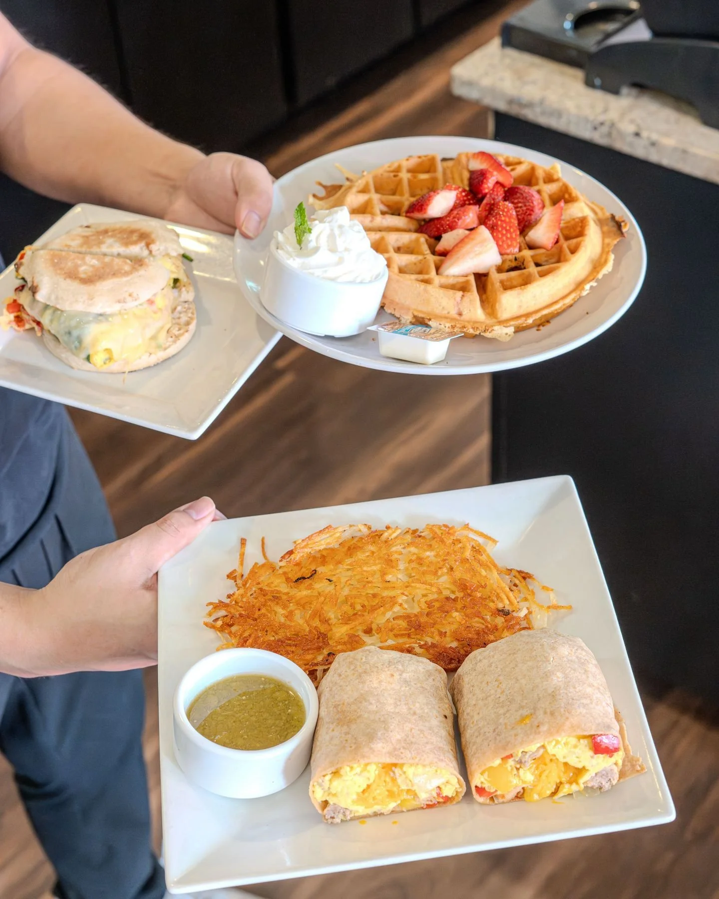 the perfect breakfast is served 🍓🧇☕🌯🍳🥓

#WatusiCafe #HiltonHeadEats #BreakfastDoneRight #BrunchTime #FoodieFinds