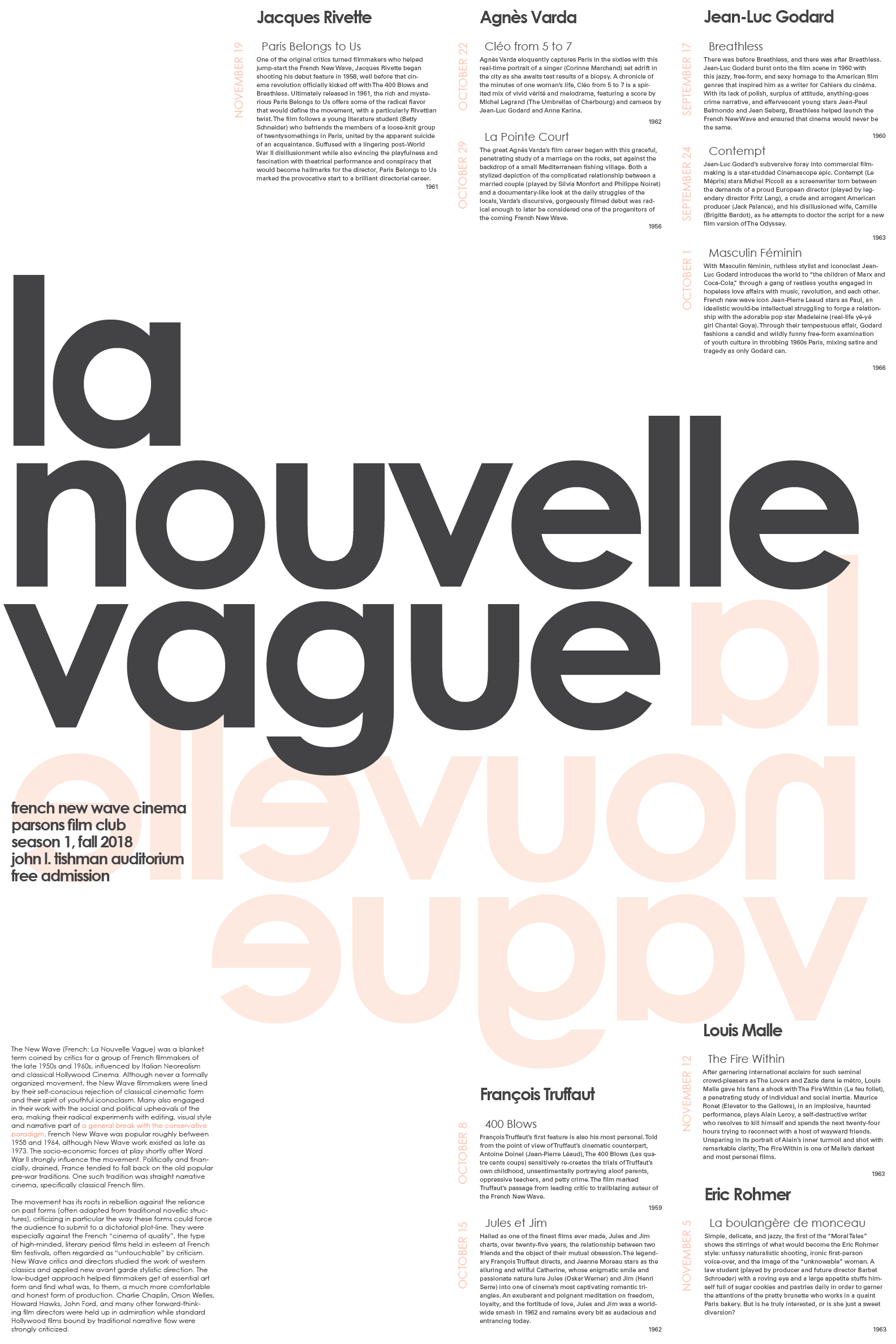 French New Wave Film Festival Poster — Aucher Serr