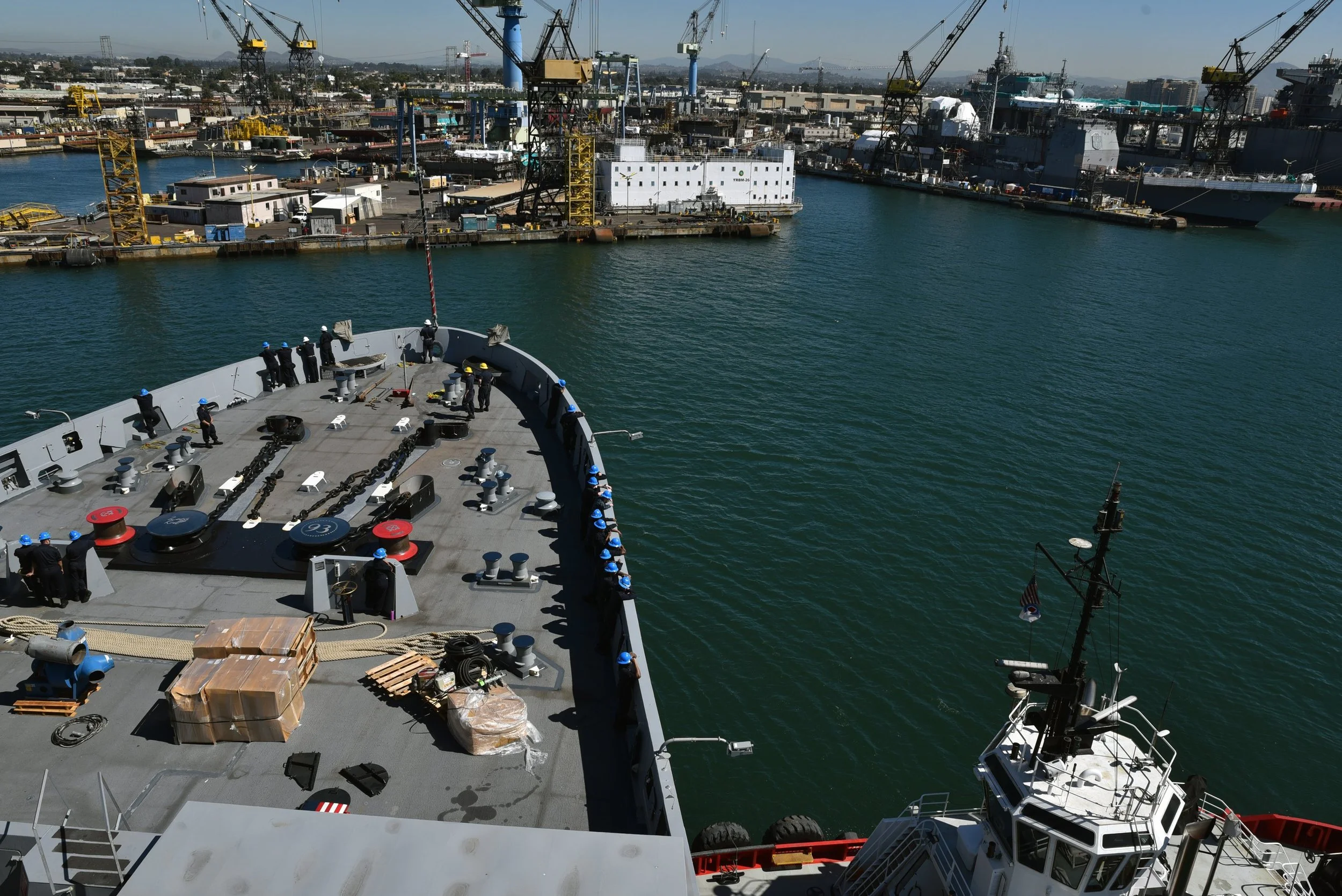 USS Somerset (LPD-25) arrives at General Dynamic’s NASSCO shipyard in San Diego for a planned Chief of Naval Operations maintenance availability in 2017. US Navy Photo