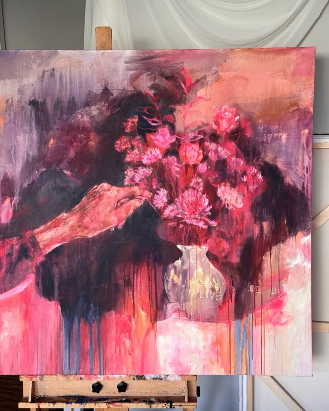 My latest work in progress dedicated to my grandmother. The hand of an artist, she was always so full of encouragement to pursue creativity.

𝑮𝒍𝒐𝒓𝒊𝒂
48 x60 in
progress shot in the studio, acrylic on canvas