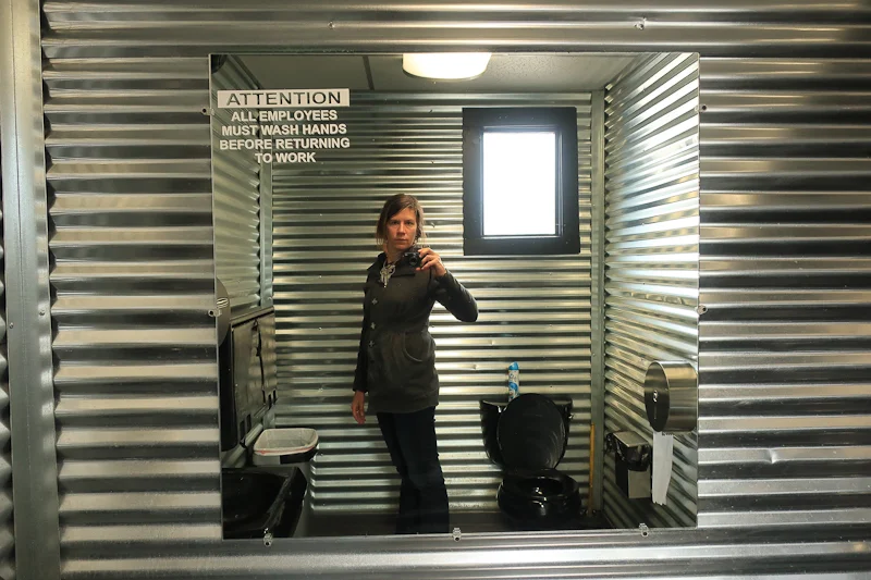 Bathroom, Pennsylvania, March 8, 2018 Why I am still making self-portraits in public bathrooms after all these years? People, like you, of course.