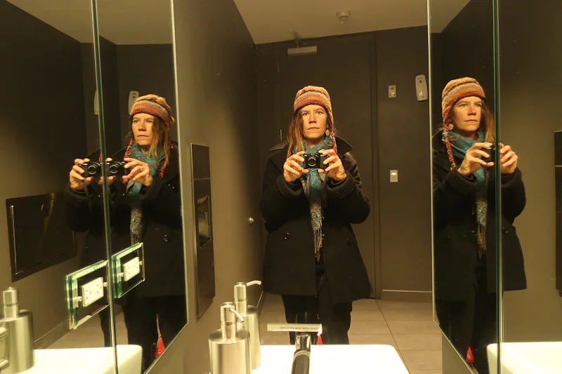 Self-portrait before, International Center for Photography bathroom, New York, New York, January 13, 2019