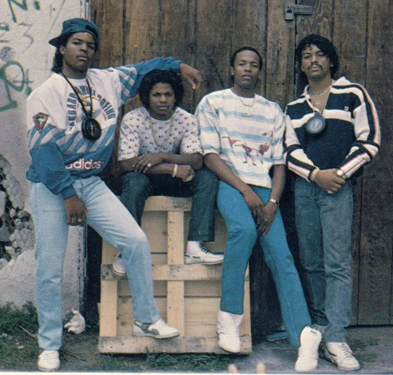 Ice-Cube, Eazy-E, Dr. Dre & Arabian Prince circa 1987