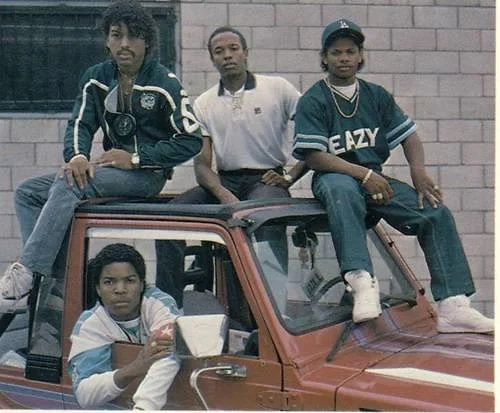 Top: Arabian Prince, Dr. Dre, Eazy-E Bottom: Ice-Cube