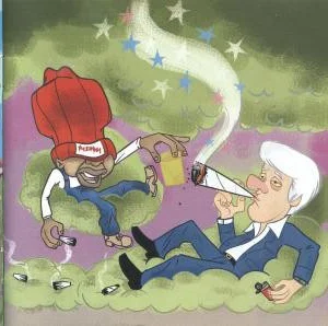 Doc smoking weed with Bill Clinton (from Malpractice artwork)