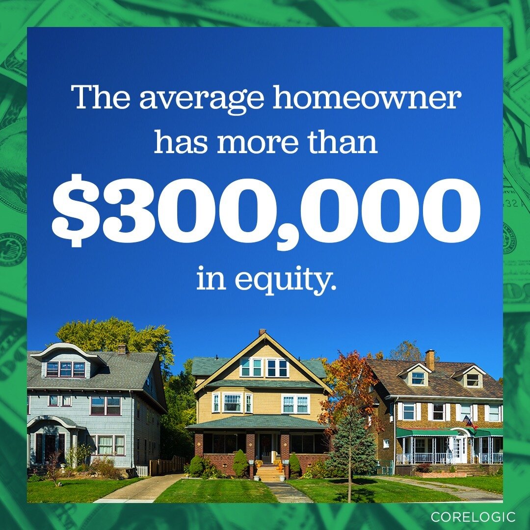 Curious about your #homeequity? According to CoreLogic, the average homeowner is sitting on around $300,000 in equity. Now that&rsquo;s a big deal. And if you&rsquo;ve been in your house for a while, you may have a lot built up too. Let's chat about 