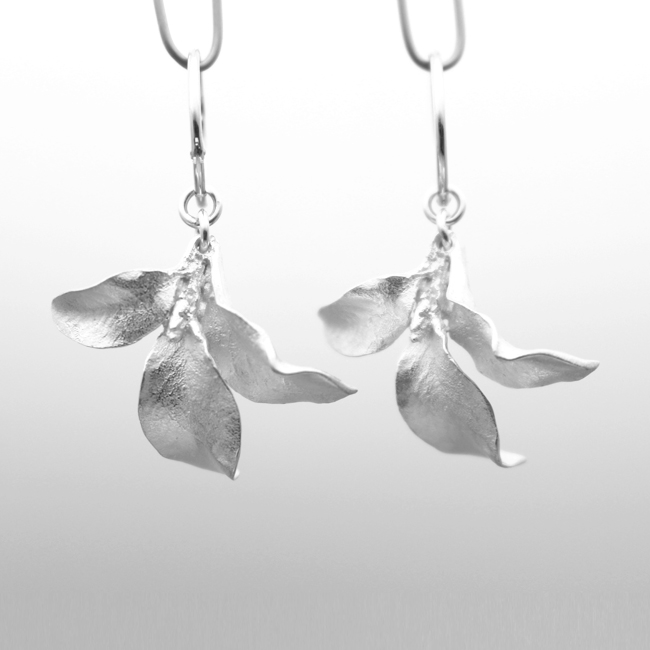 Three Leaf Hoop Earrings