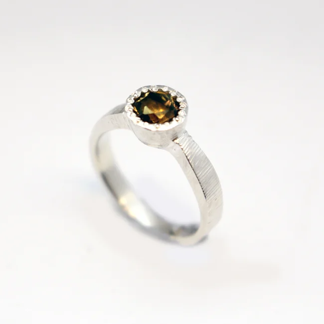 Silver Bezel Ring with Smoky Quartz