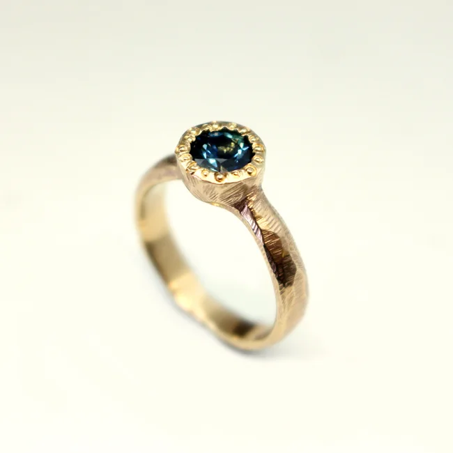 9k Gold Bezel Ring with Parti Sapphire