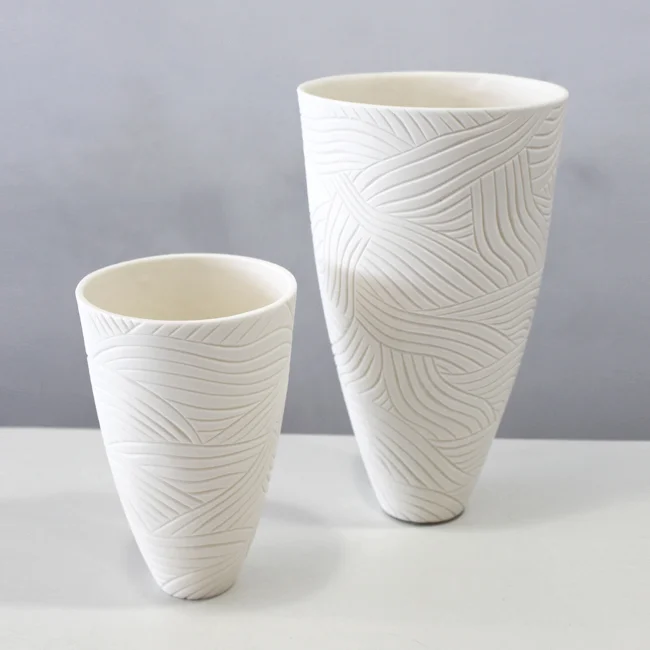Tideline White Carved Vessels