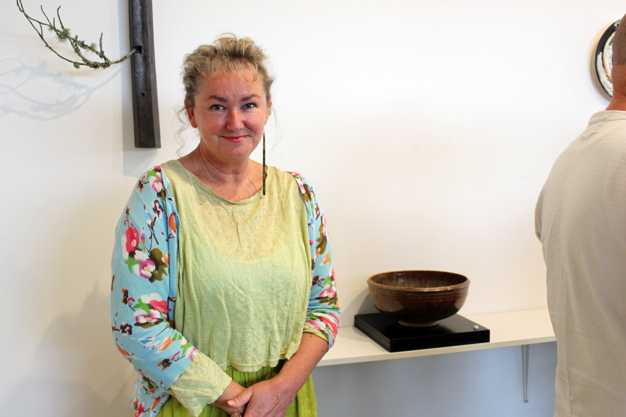 Sarah Geary with her contribution: 'Scorched Earth'