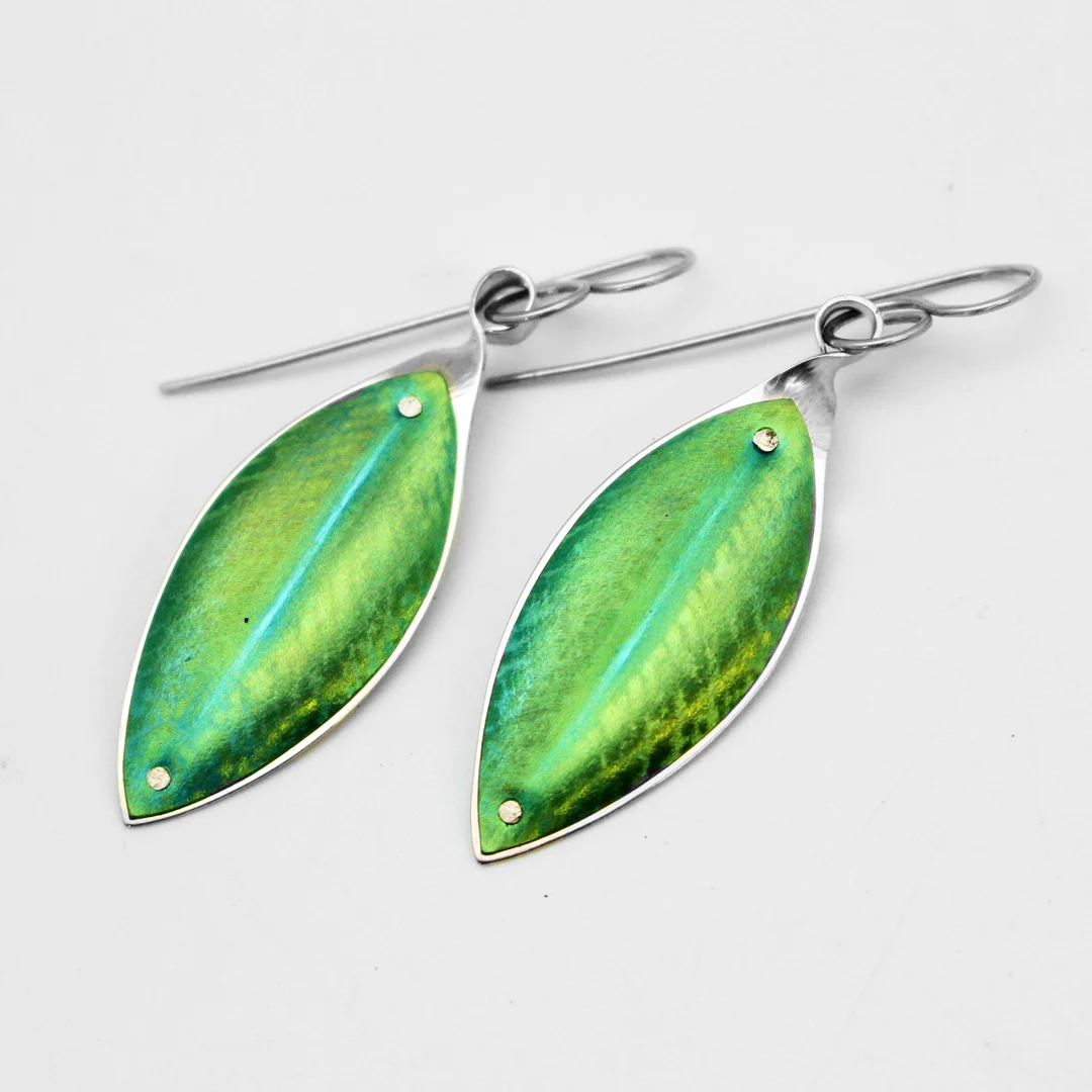 Green Pohutukawa Leaf Earrings