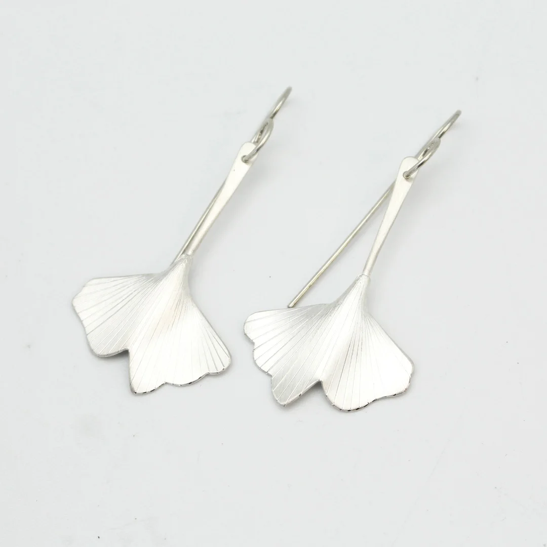 Silver Gingko Leaf Earrings