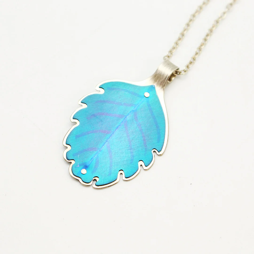 Aqua Beech Leaf Pendant