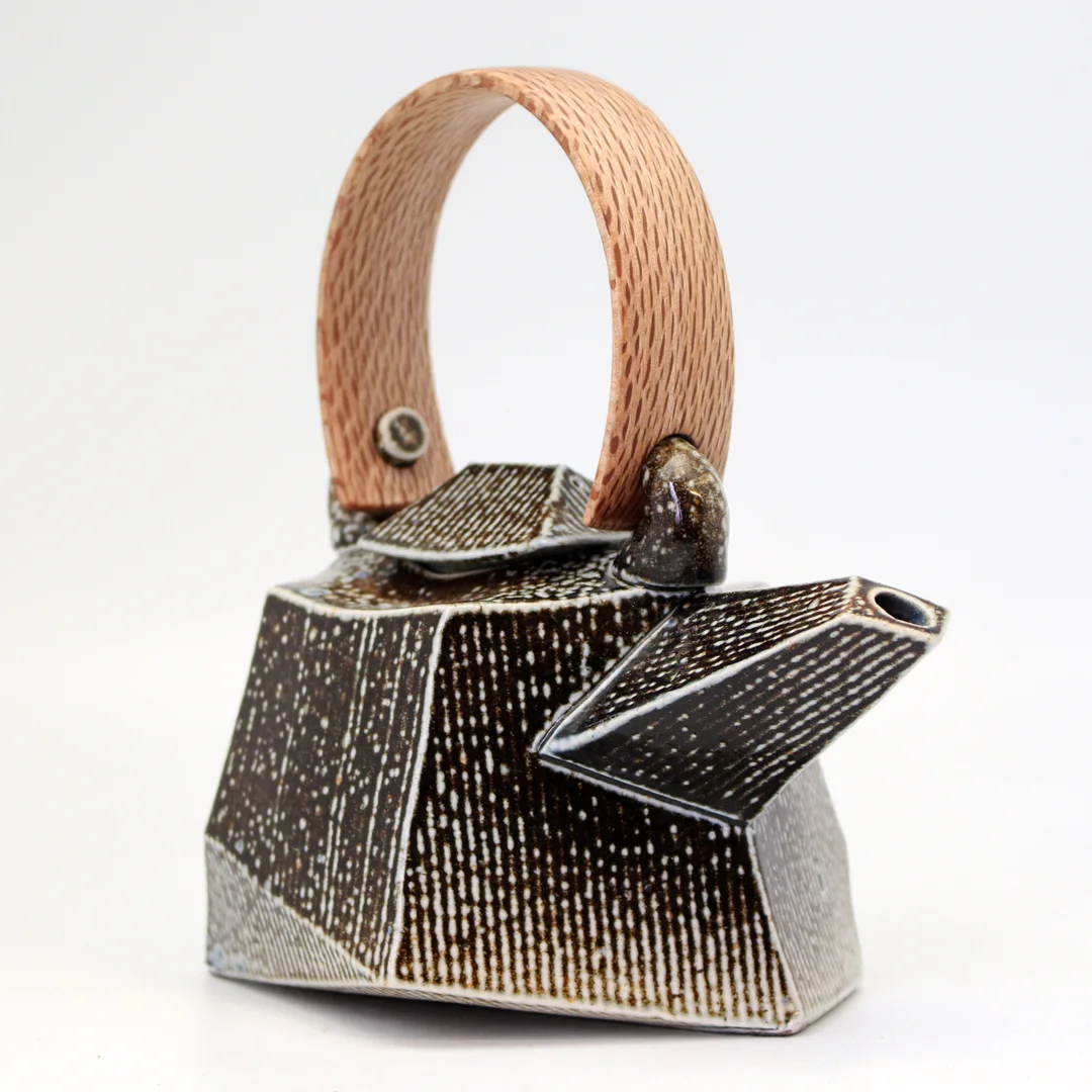 Black Faceted Rewarewa Teapot I