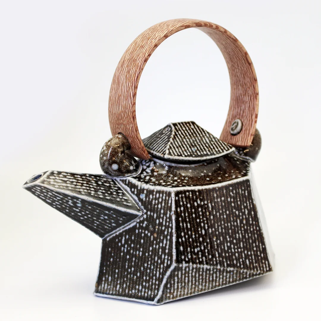 Black Faceted Rewarewa Teapot II