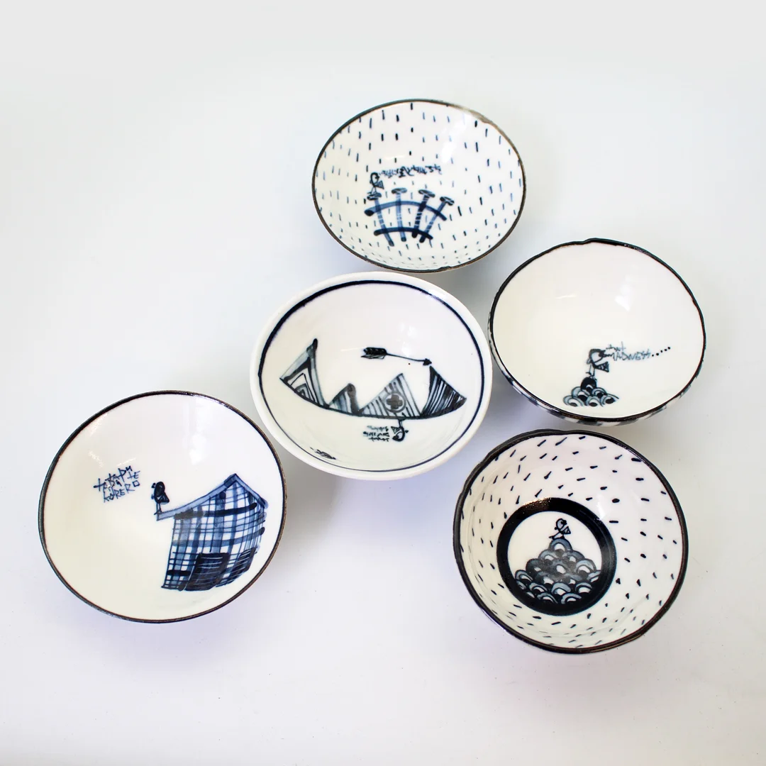 Blue and White Bowl Set