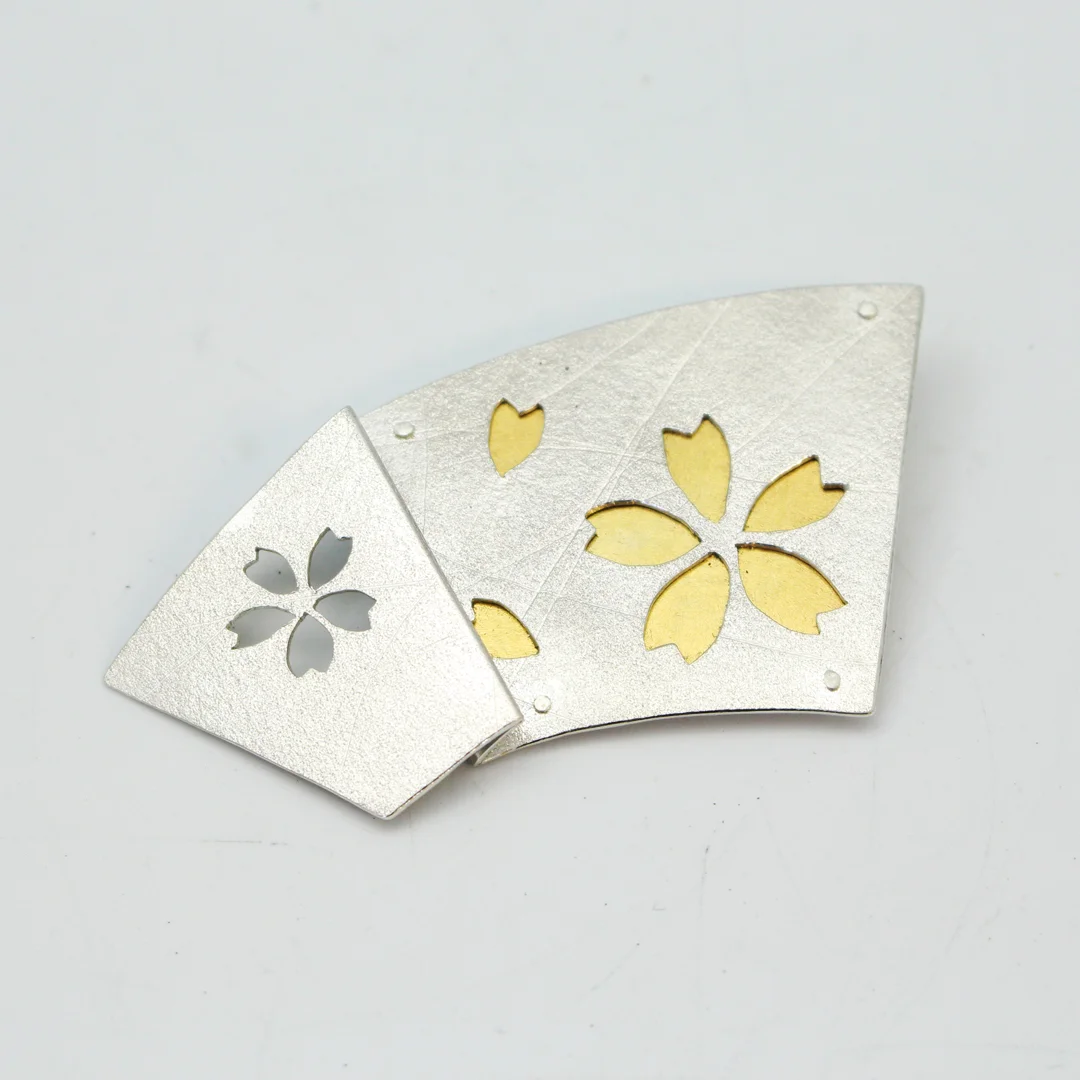 Origami Sakura Fan Brooch