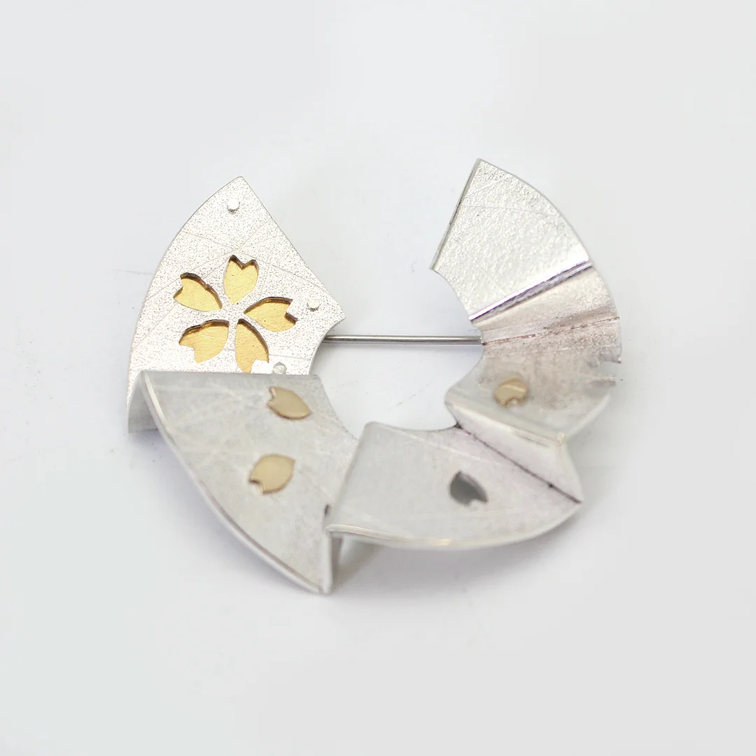 Origami Sakura Circle Brooch