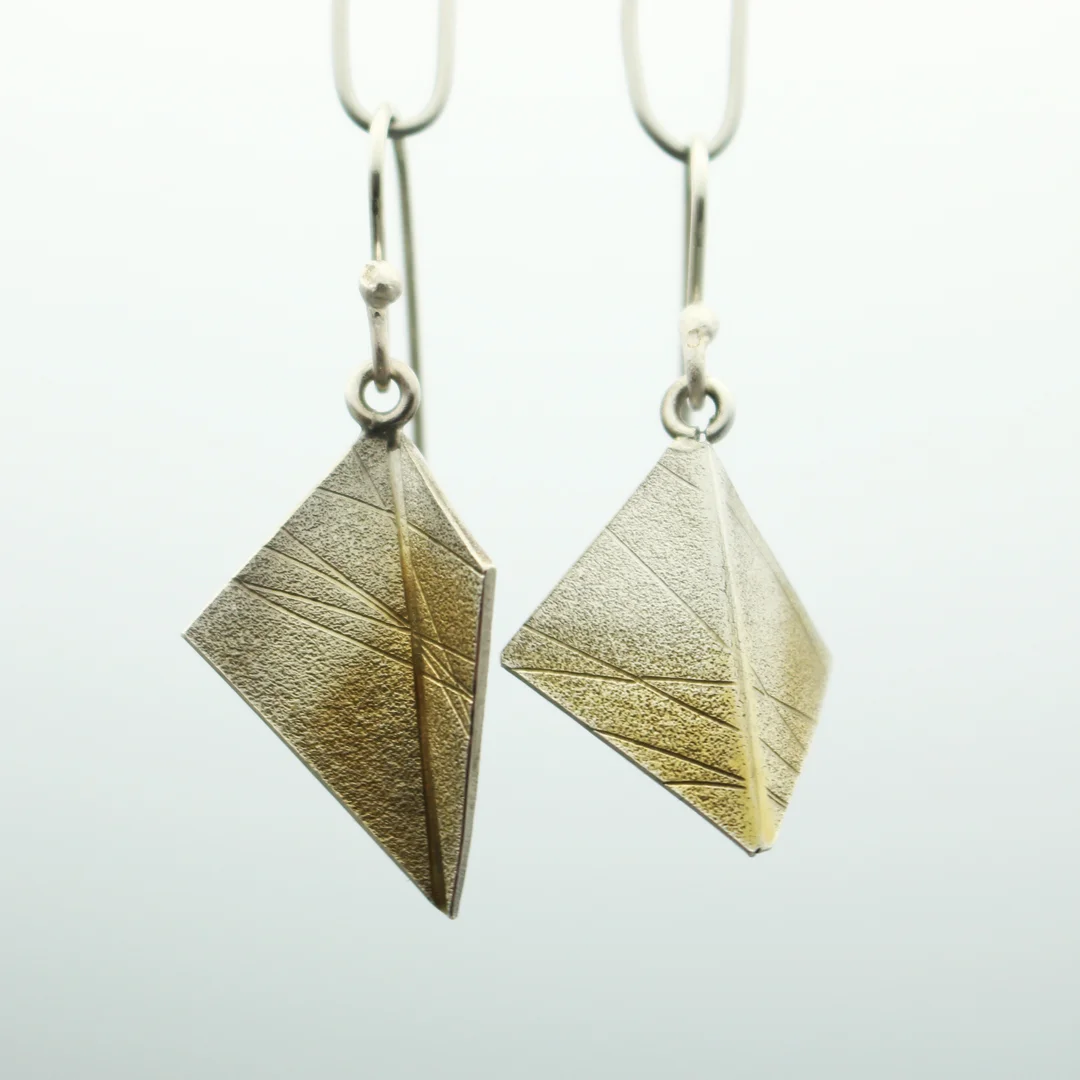 Origami Triangle Gold Earrings