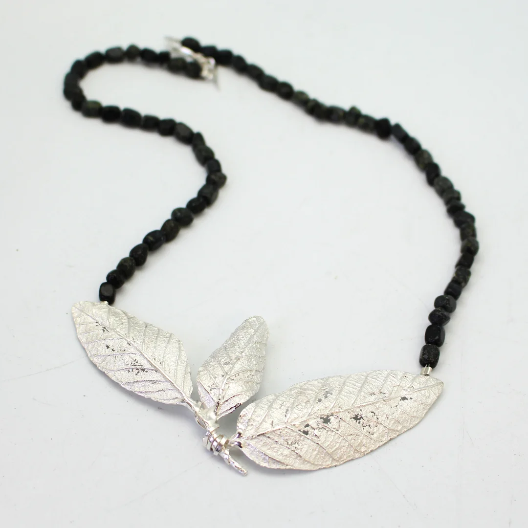 Serpentine Titoki Leaf Necklace