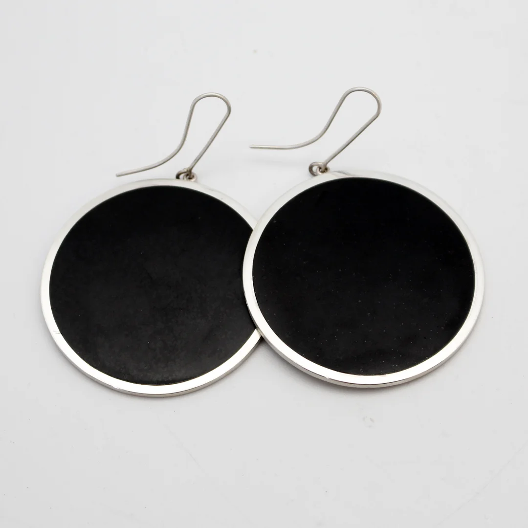 50mm Basalt Disc Earrings