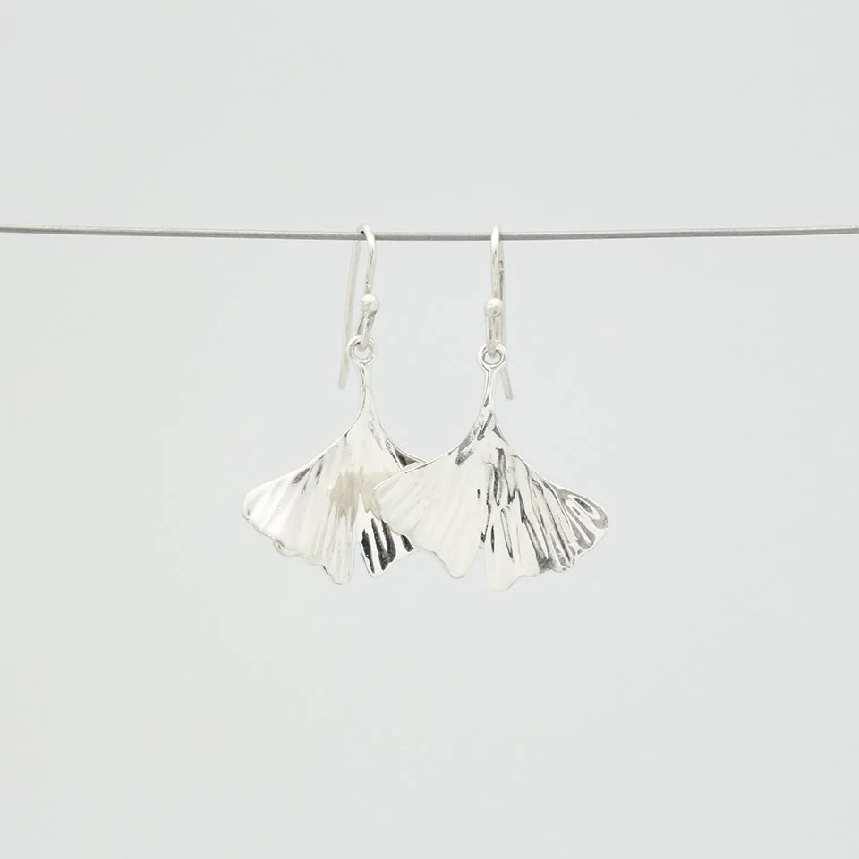 Silver Ginkgo Earrings