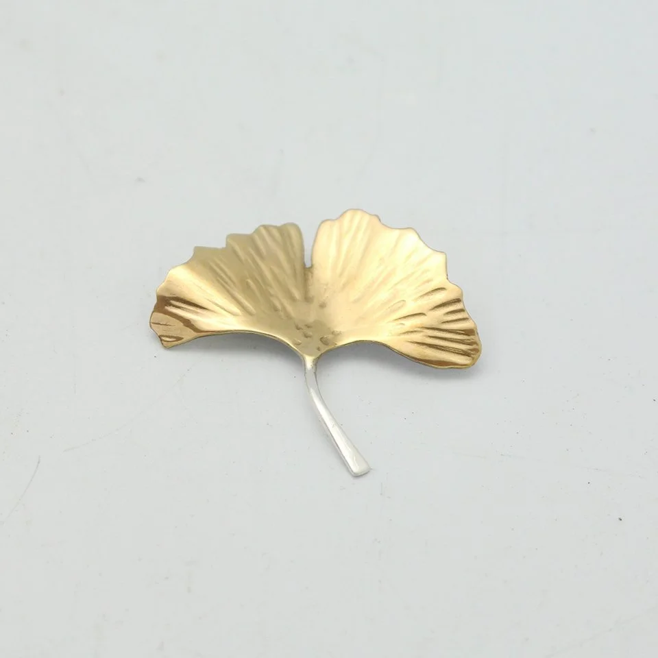 Gold Ginkgo Brooch