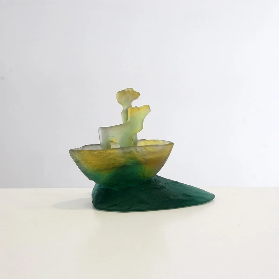 Man and His Dog in a Boat