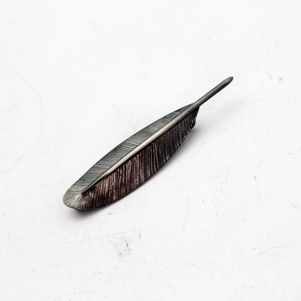 Scratched Feather Brooch