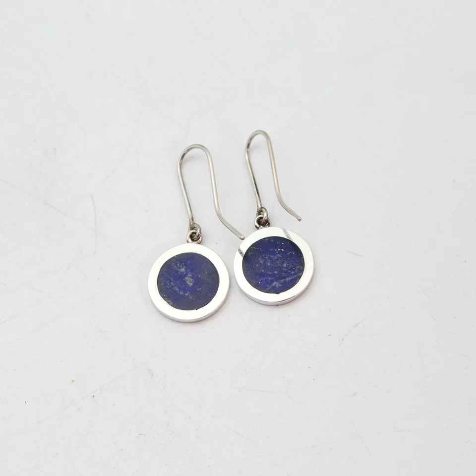 Lapis Disc Earrings