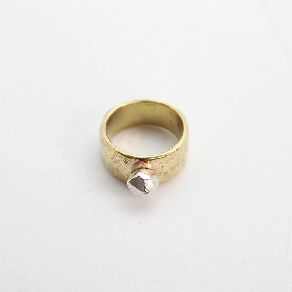 Silver Rock Facet Ring