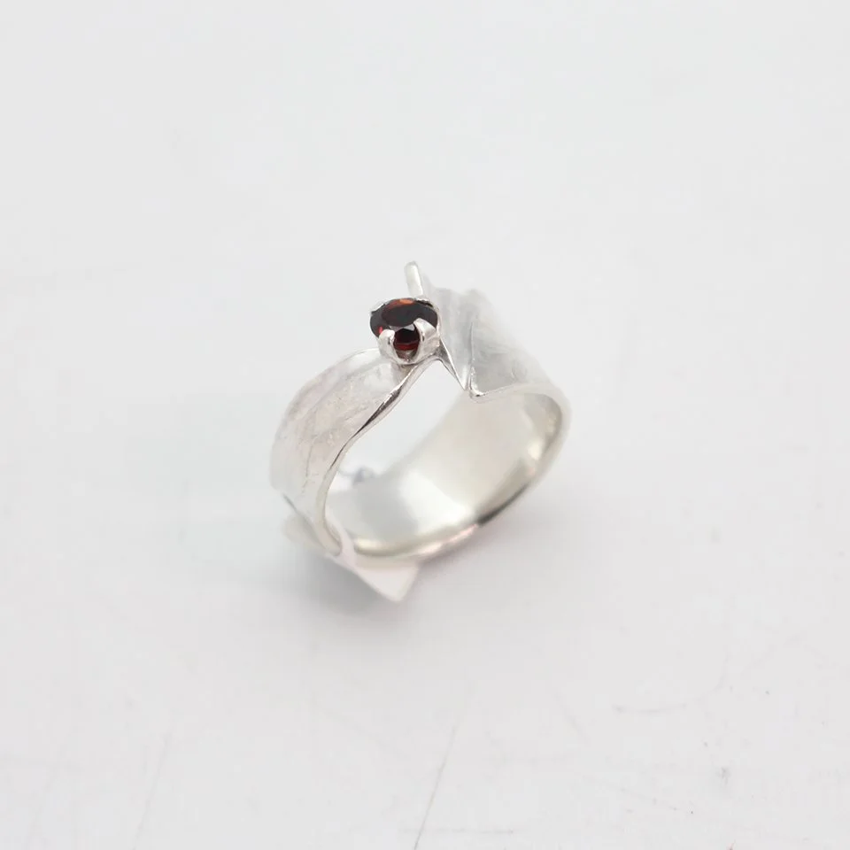 Garnet Leaf Ring