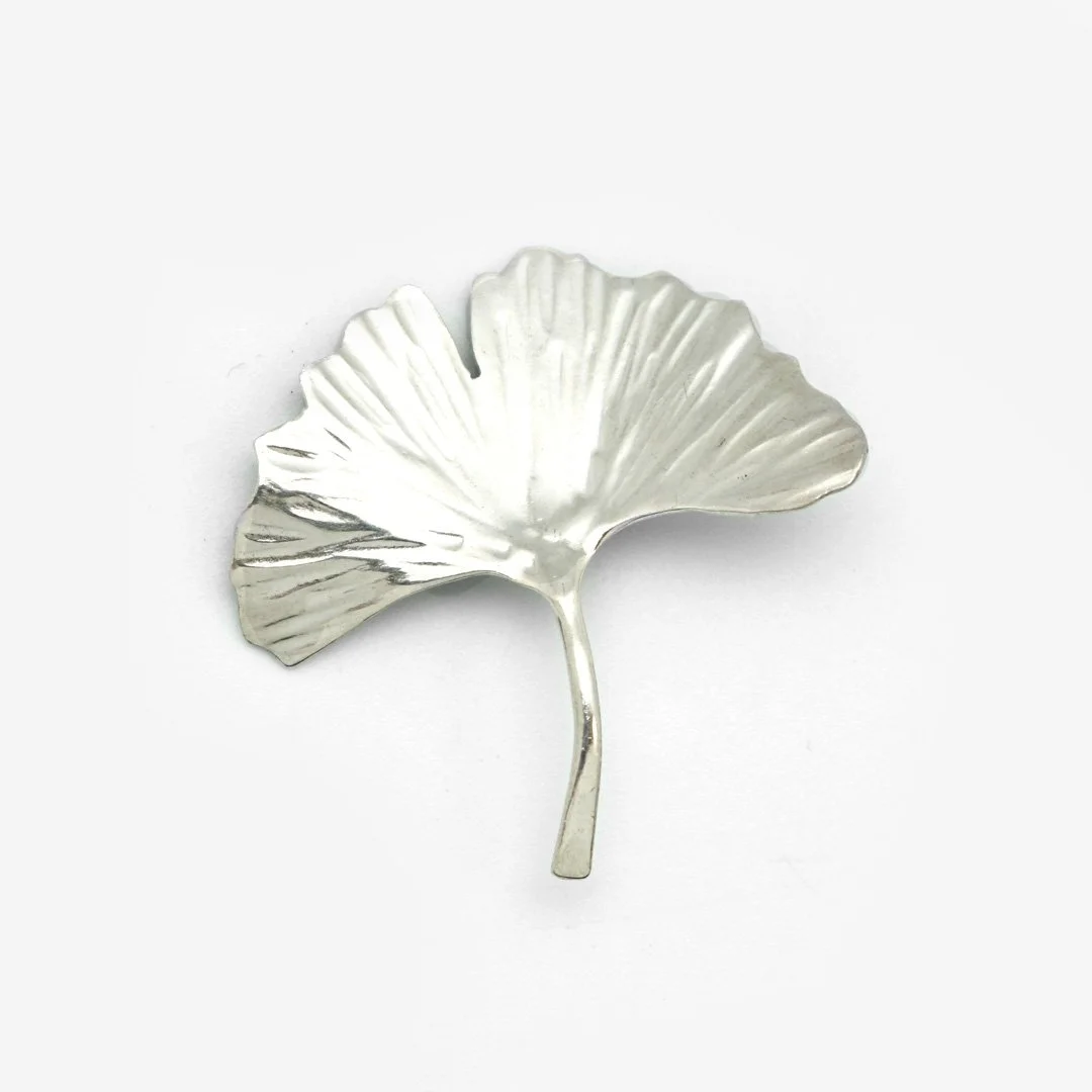 Silver Ginkgo Brooch