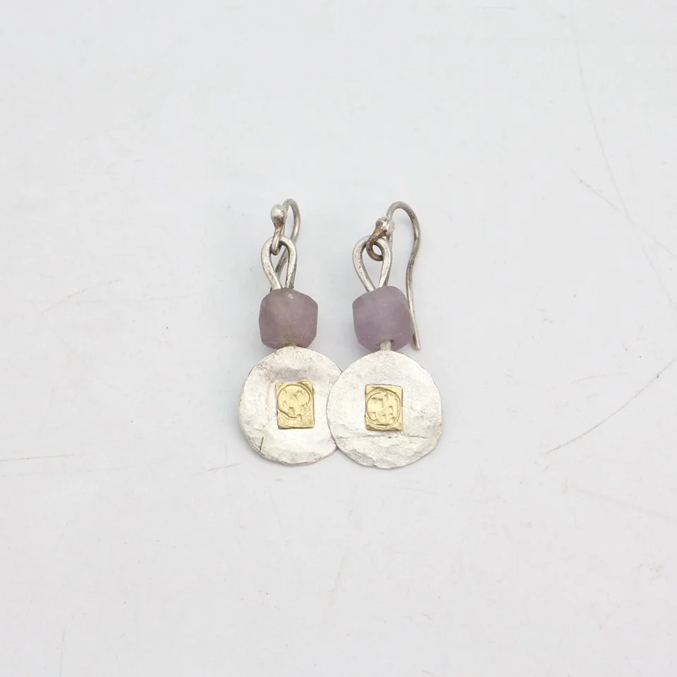 Amethyst Disc Earrings
