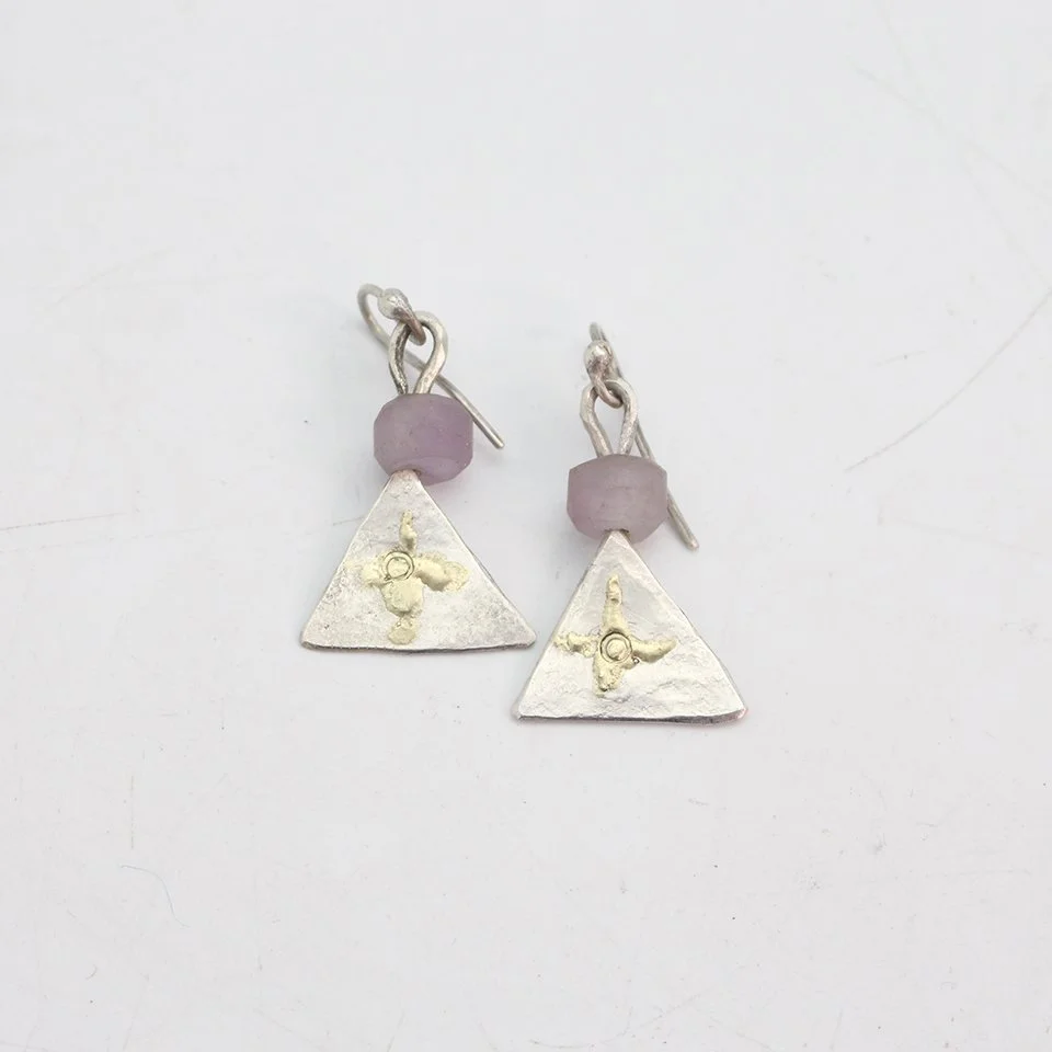 Amethyst Triangle Earrings